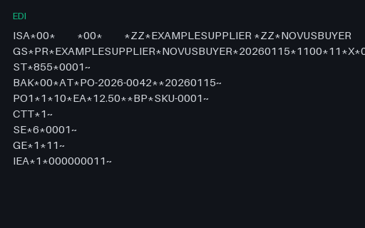 Preview of X12 EDI 855: SAMPLE