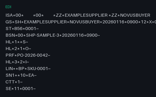 Preview of X12 EDI 856: SAMPLE