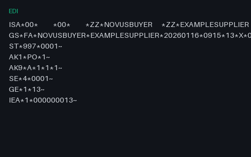 Preview of X12 EDI 997: SAMPLE