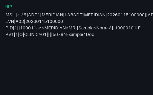 Preview of HL7 v2: ADT-A03 SAMPLE