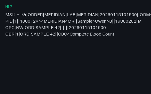 Preview of HL7 v2: ORM-O01 SAMPLE