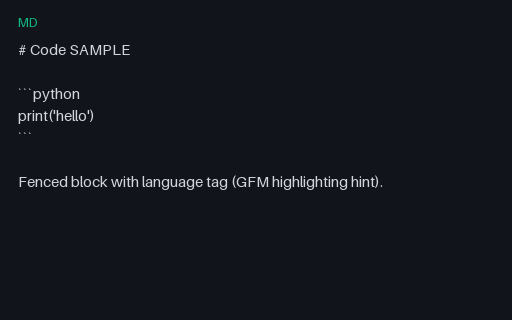 Preview of Markdown Twin: Fenced-Lang (GFM)