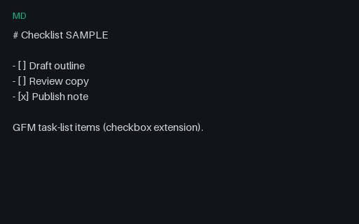 Preview of Markdown Twin: Tasklist (GFM)