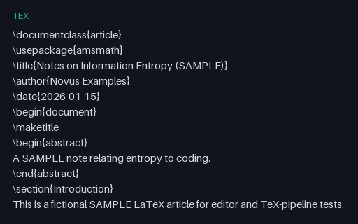 Preview of LaTeX Article: Notes on Information Entropy (.tex)