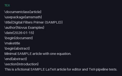 Preview of LaTeX Article: Digital Filters Primer (.tex)
