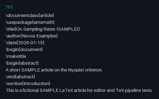 Preview of LaTeX Article: On Sampling Rates (.tex)