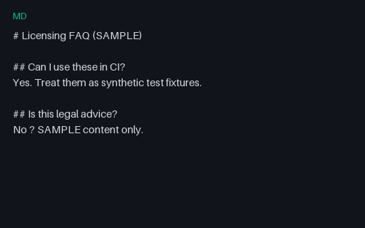Preview of Markdown FAQ: Licensing