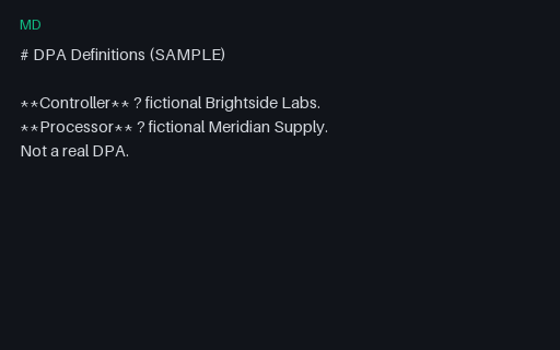 Preview of Legal Markdown: Dpa Definitions Sample