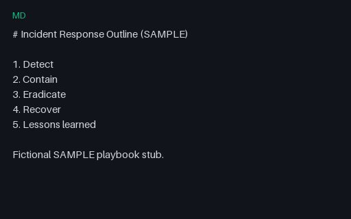 Preview of Legal Markdown: Incident Response Outline
