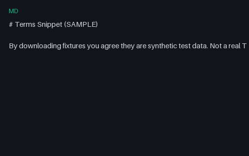 Preview of Legal Markdown: Terms Snippet Sample