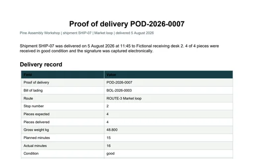 Preview of Pine Assembly Workshop: Proof of delivery PDF