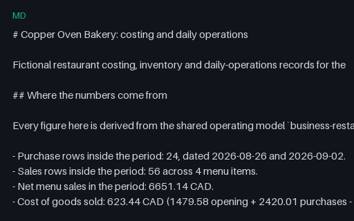 Preview of Copper Oven Bakery: Folder guide and deliberate-defect index