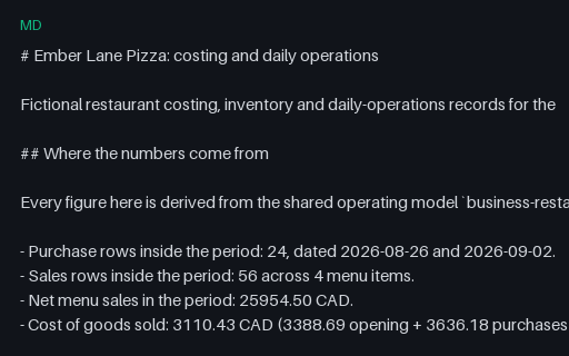 Preview of Ember Lane Pizza: Folder guide and deliberate-defect index