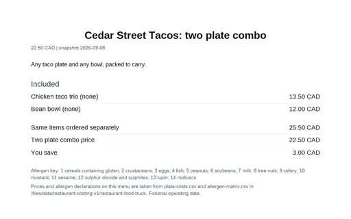 Preview of Cedar Street Tacos: Two plate combo