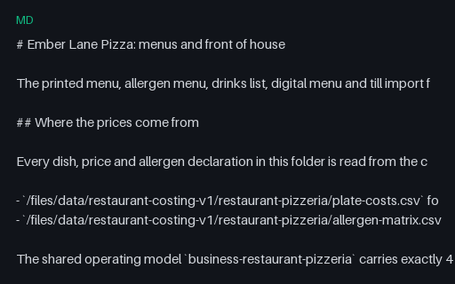 Preview of Ember Lane Pizza: Menu folder guide