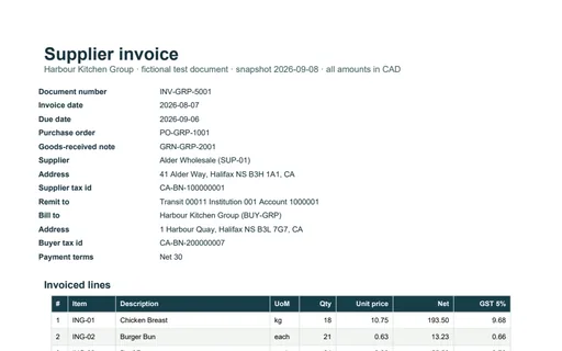 Preview of Harbour Kitchen Group: Factur-X hybrid invoice PDF