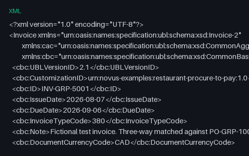 Preview of Harbour Kitchen Group: UBL 2.1 invoice XML