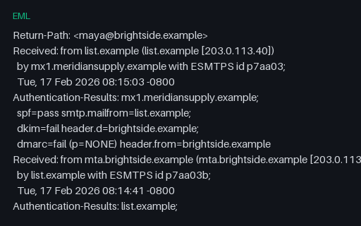 Preview of EML: Three Authentication-Results Headers From Three Hops