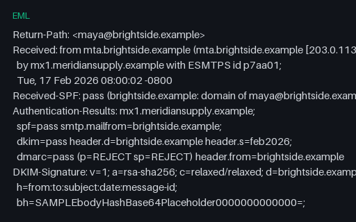 Preview of EML, Authentication-Results: SPF, DKIM and DMARC All Pass