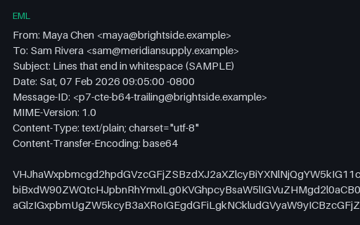 Preview of EML, Base64: Trailing Whitespace