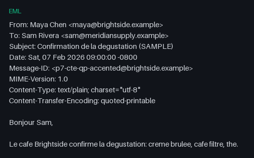 Preview of EML, Quoted-Printable: Accented UTF-8 Body