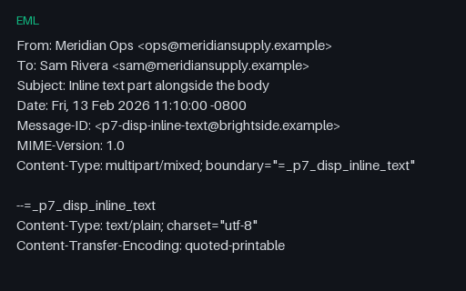 Preview of EML: Second text/plain Part Marked Inline