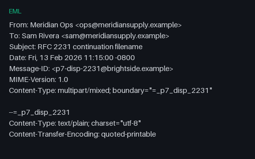 Preview of EML: RFC 2231 Continuation Filename With size and creation-date