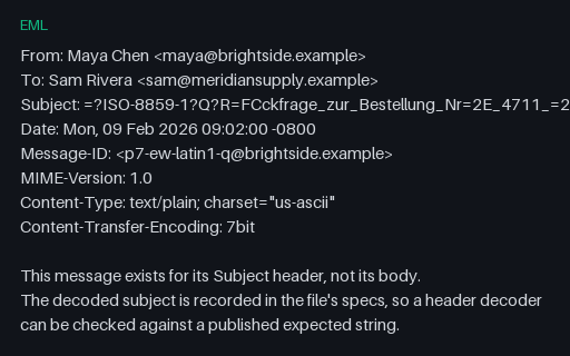 Preview of EML, RFC 2047 Subject: ISO-8859-1 'Q' Encoding