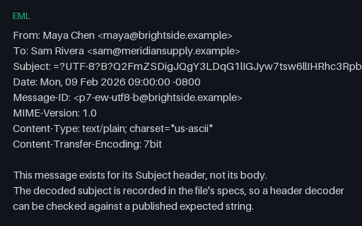 Preview of EML, RFC 2047 Subject: UTF-8 'B' Encoding