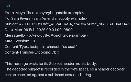 Preview of EML, RFC 2047 Subject: UTF-8 'Q' Encoding