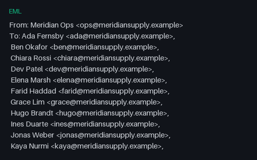 Preview of EML, To: Header Folded Across 24 Recipients