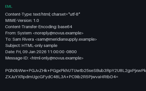 Preview of EML: HTML Only (No Plain Alternative)