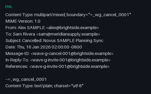 Preview of EML: Calendar Invite Cancel (CANCEL)