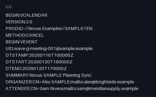 Preview of ICS: Meeting CANCEL SAMPLE