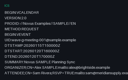 Preview of ICS: Meeting REQUEST SAMPLE