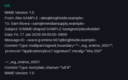 Preview of EML: S/MIME-Shaped Unsigned Placeholder