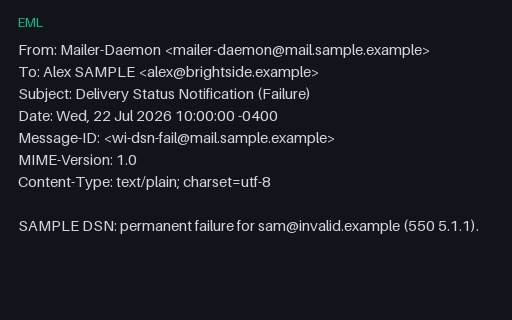 Preview of EML Delivery: Dsn Failed Plain