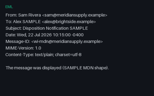 Preview of EML Delivery: Receipt Mdn