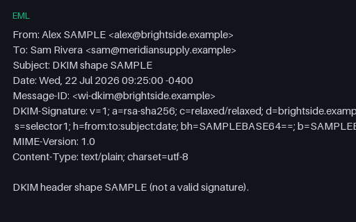 Preview of EML Header: Dkim Signature Shape