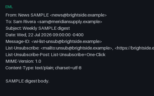 Preview of EML Header: List Unsubscribe