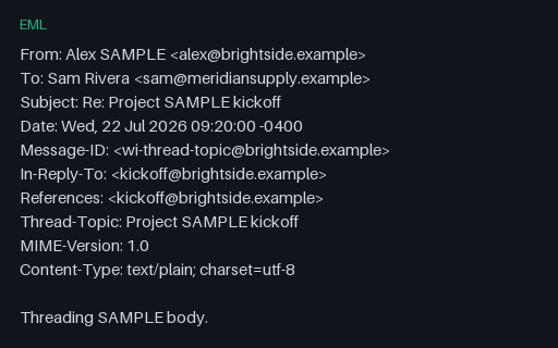 Preview of EML Header: Thread Topic