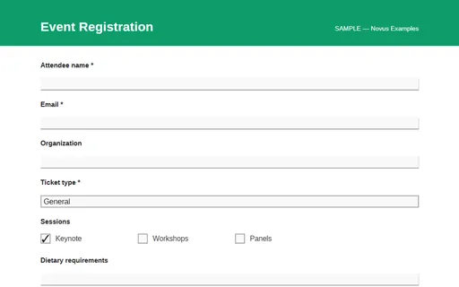 Preview of Event Registration (Fillable PDF)