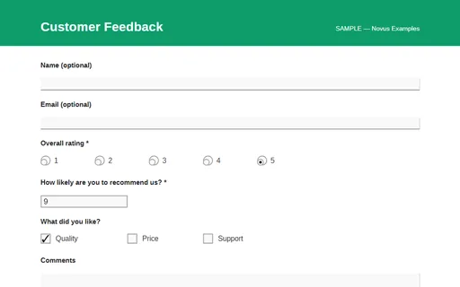 Preview of Customer Feedback (Fillable PDF)