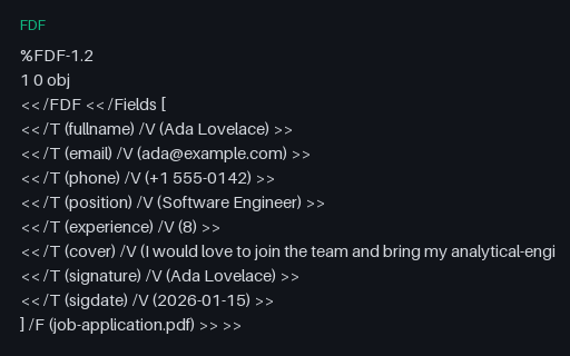 Preview of Job Application Form Data (FDF)
