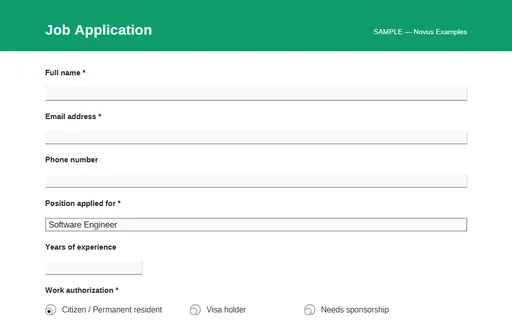 Preview of Job Application (Fillable PDF)