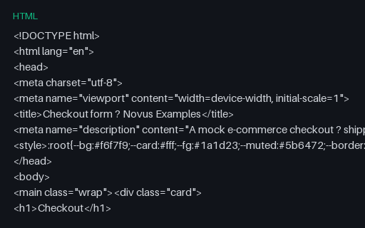 Preview of Checkout Form (HTML)