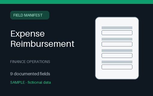 Preview of Expense Reimbursement Field Manifest (JSON)