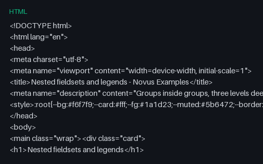 Preview of Nested Fieldsets and Legends (HTML)