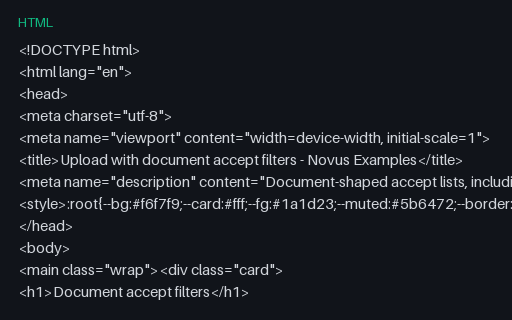 Preview of Upload: Document Accept Filters (HTML)
