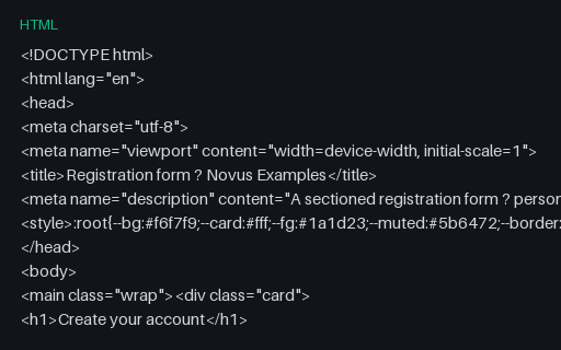 Preview of Registration Form (HTML)